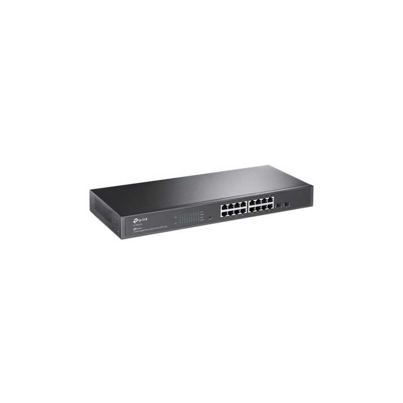 TP-LINK (TL-SG2218) JetStream 16-Port Gigabit Smart Switch with 2 SFP Slots, L2/L3/L4 QoS, Fanless, Rackmountable