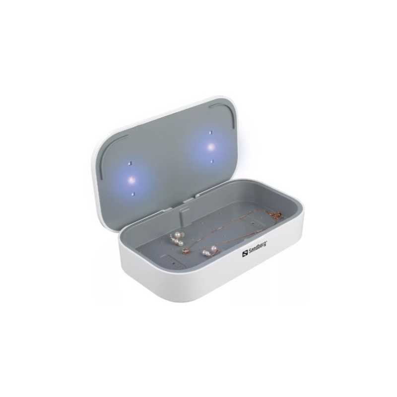 Sandberg (470-31) USB UV Sterilizer with Built-in 10W Qi Compatible Wireless Charger, 360° UV Disinfection, Kills up to 99% Bac
