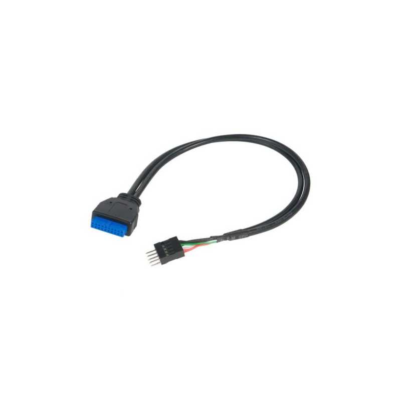 Akasa USB 3.0 to USB 2.0 Adapter Cable, USB 3.0 19-pin male to USB 2.0 internal 9-pin, 30cm