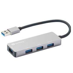 Sandberg External 4-Port USB 3.0 Pocket Hub, Saver, Aluminium, USB Powered, 5 Year Warranty