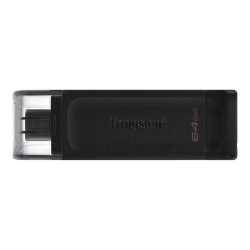 Kingston DT70/64GB DataTraveler 64GB USB Flash Drive, USB 3.2,  USB-C, Gen1, 80MB/s, Cap Design, Black, Retail.