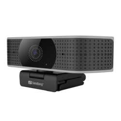 Sandberg Pro Elite 4K UHD Webcam with Noise-Reducing Stereo Mic, USB-A/USB-C, 8.3MP, 3840 x 2160, 60fps, Glass Lens, 78° Viewin