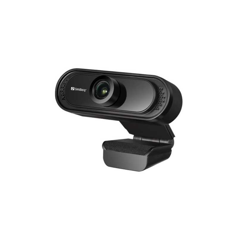 Sandberg USB FHD 2MP Webcam with Mic, 1080p, 30fps, Glass Lens, 60°, Clip-on/Stand, 5 Year Warranty