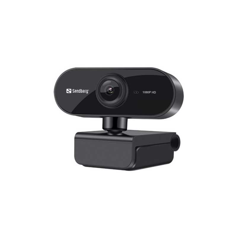 Sandberg USB Flex FHD 2MP Webcam with Mic, 1080p, 30fps, Glass Lens, Auto Adjusting, 360° Rotatable, Clip-on/Desk Mount, 5 Year