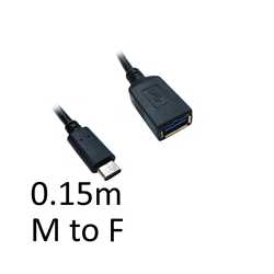 USB 3.0 A (F) to USB 3.1 C (M) 0.15m Black OEM Data Adapter