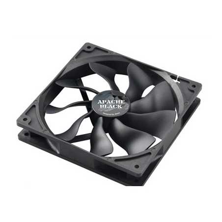 AKASA AK-FN062 APACHE Black Fan, 140mm, 1300RPM, 4-Pin PWM Connector, S-FLOW Fan Blade Design Delivers 30% Higher Airflow