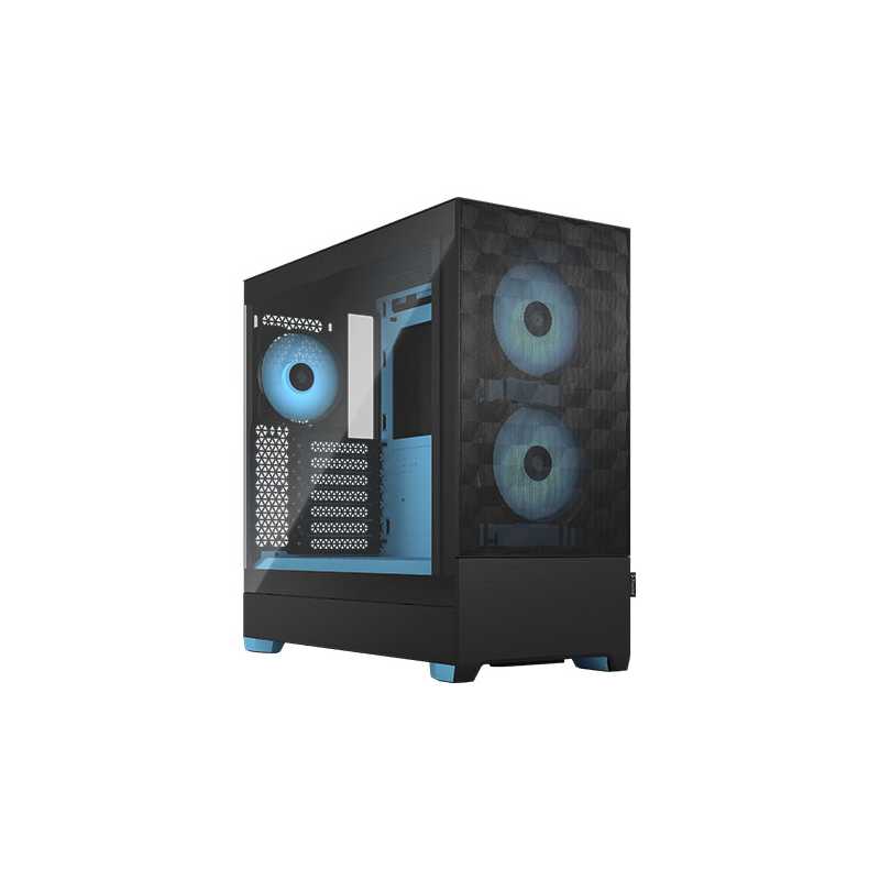 Fractal Design Pop Air RGB (Cyan Core TG) Gaming Case w/ Clear Glass Window, ATX, Hexagonal Mesh Front, Cyan Interior/Accents, 3