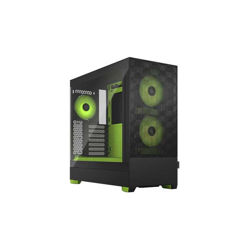 Fractal Design Pop Air RGB (Green Core TG) Gaming Case w/ Clear Glass Window, ATX, Hexagonal Mesh Front, Green Interior/Accents,