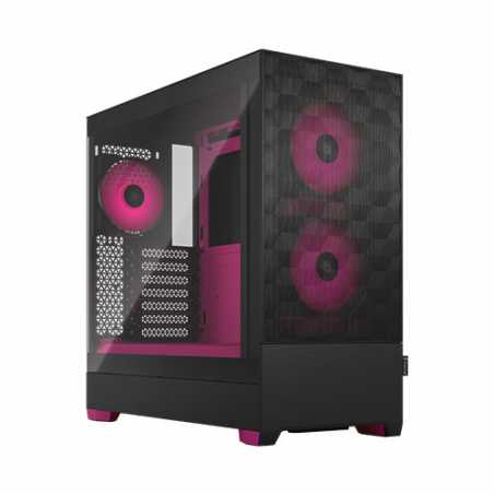 Fractal Design Pop Air RGB (Magenta Core TG) Gaming Case w/ Clear Glass Window, ATX, Hexagonal Mesh Front, Magenta Interior/Acce