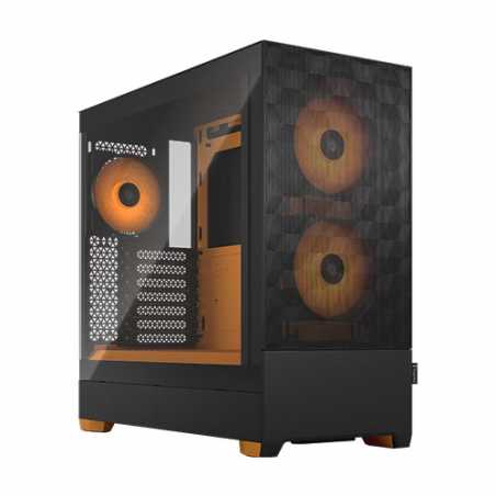 Fractal Design Pop Air RGB (Orange Core TG) Gaming Case w/ Clear Glass Window, ATX, Hexagonal Mesh Front, Orange Interior/Accent