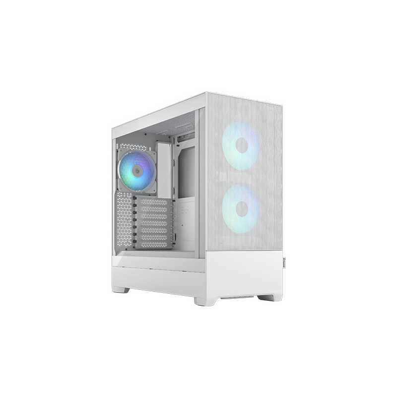 Fractal Design Pop Air RGB (White TG) Gaming Case w/ Clear Glass Window, ATX, Hexagonal Mesh Front, 3 RGB Fans & ARGB Controller