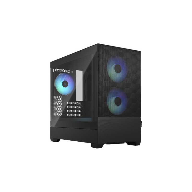 Fractal Design Pop Mini Air RGB (Black TG) Gaming Case w/ Clear Glass Window, Micro ATX, Hexagonal Mesh Front, 3 RGB Fans & ARGB