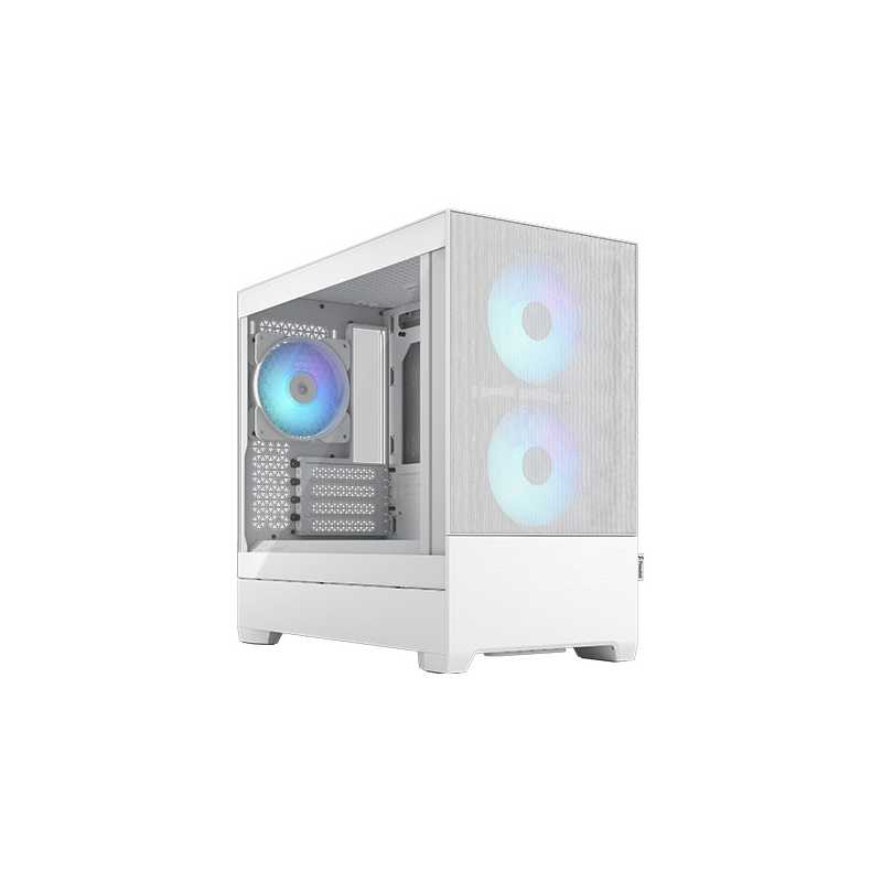 Fractal Design Pop Mini Air RGB (White TG) Gaming Case w/ Clear Glass Window, Micro ATX, Hexagonal Mesh Front, 3 RGB Fans & ARGB