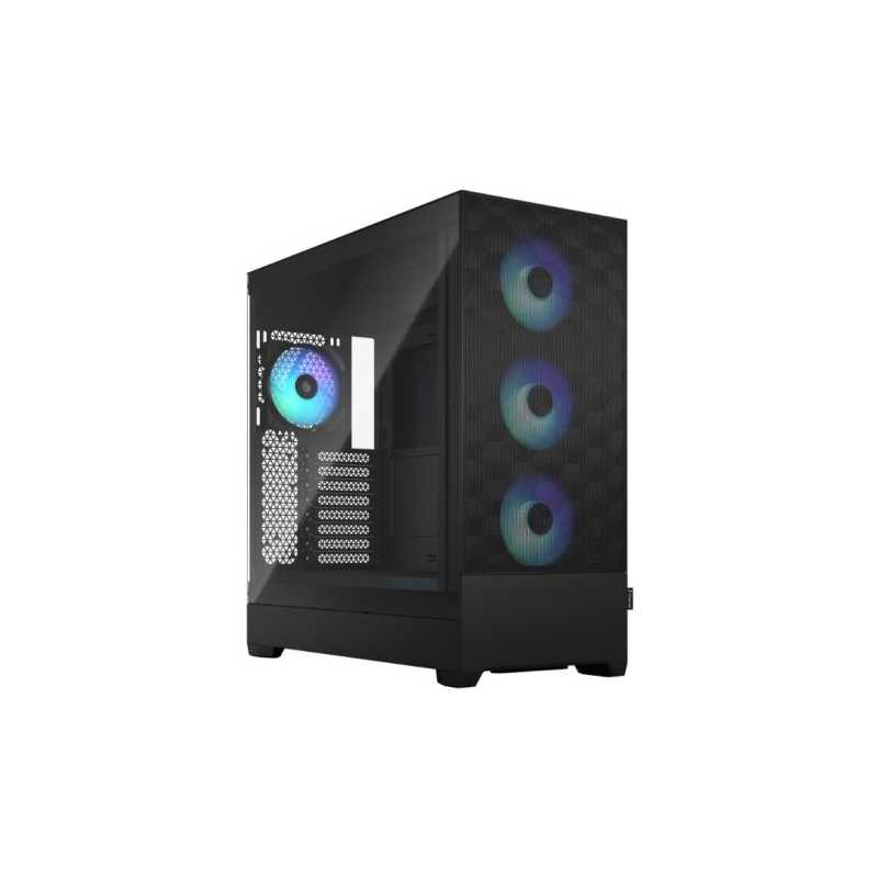 Fractal Design Pop XL Air RGB (Black TG) Gaming Case w/ Clear Glass Window, E-ATX, Hexagonal Mesh Front, 4 RGB Fans & RGB Contro