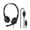 Hama HS-USB250 Lightweight Office Headset with Boom Microphone, USB, Padded Ear Pads, Inline Controls