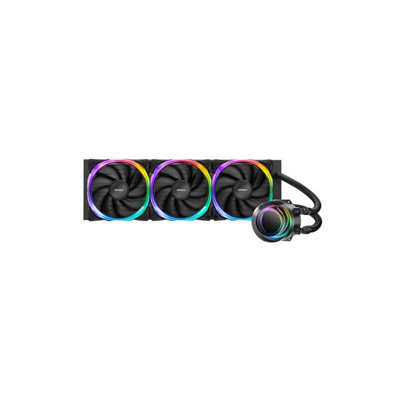 Antec Vortex 360 Liquid CPU Cooler, 360mm Radiator, ARGB PWM Fans, Suspended Spiral ARGB Pump Head, ARGB Controller