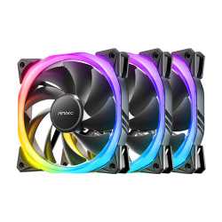 Antec Fusion 12cm PWM ARGB Case Fan x3, Hydraulic Bearing, 16 LEDs, Anti-Vibration, Up to 2000 RPM, ARGB/PWM Controller