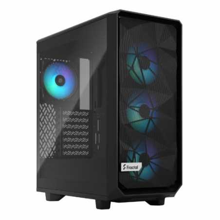 Fractal Design Meshify 2 Compact Lite RGB (Black TG) Gaming Case w/ Light Tint Glass Window, ATX, Angular Mesh Front, 4 RGB Fans