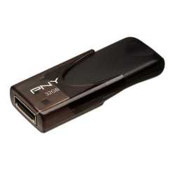 PNY 32GB USB 2.0 Memory Pen, Attache 4, Capless Sliding Design, Key Ring, Black
