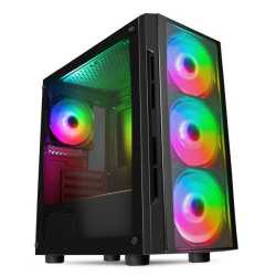 Spire Flash RGB Gaming Case w/ Glass Side & Front, Micro ATX, 4 ARGB Fans, LED Control Button