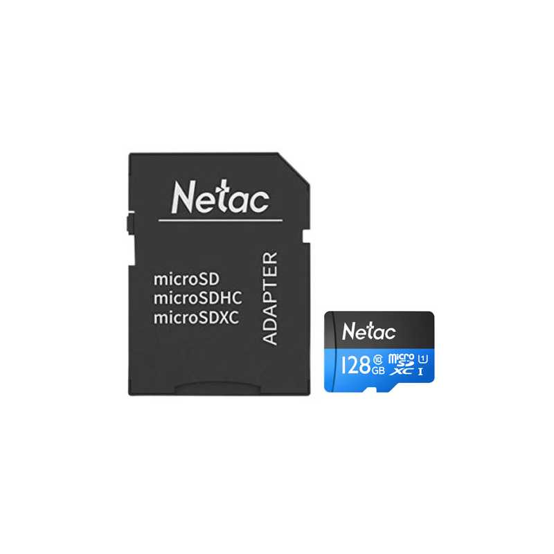 Netac P500 128GB MicroSDXC Card with SD Adapter, U1 Class 10, Up to 90MB/s