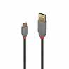 LINDY 36886 Anthra Line USB Cable, USB 2.0 Type-A (M) to USB 2.0 Type-C (M), 1m, Black & Red, Supports Data Transfer Speeds up t