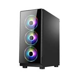 CRONUS Achos Case, Gaming, Black, Mid Tower, 1 x USB 3.0 / 2 x USB 2.0, Tempered Glass Side & Front Window Panels, Addressable R