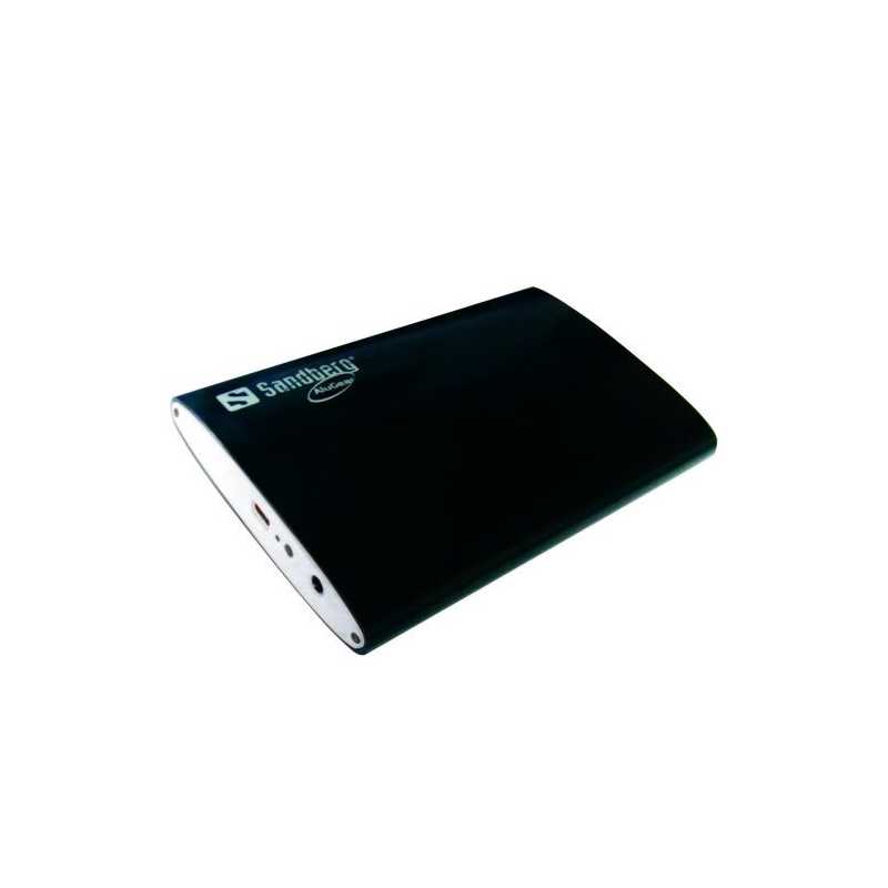 Sandberg External 2.5 SATA Hard Drive Caddy, USB3, Aluminium, Travel Pouch, 5 Year Warranty