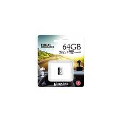Kingston SDCE/64GB High Endurance micro SD Flash Memory Card, 64GB, Class 10, A1, UHS-I U1, Retail Packed