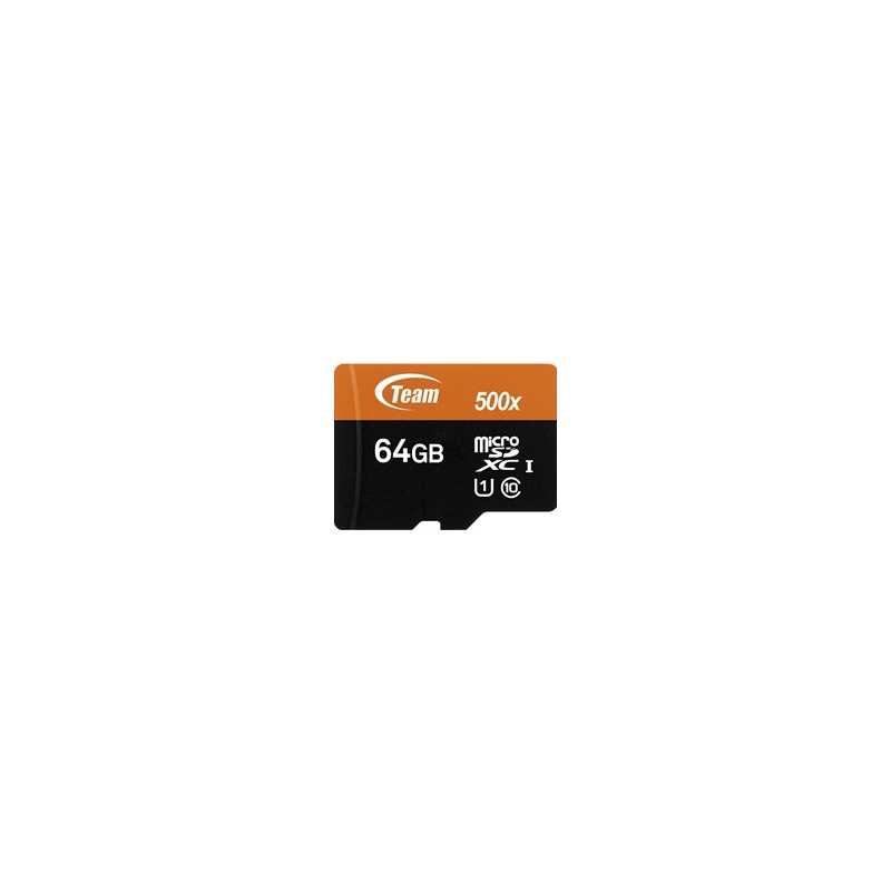 Team 64GB Micro SDXC UHS-1 Class 10 Flash Card with Adapter