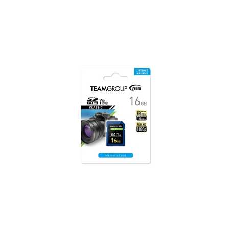 Team TSDHC16GIV1001 Classic Flash Memory Card, 16GB, SDHC, UHS U1, Retail Packed