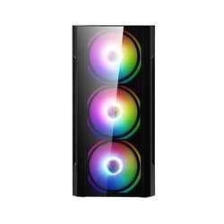 CiT Flash Micro Tower 1 x USB 3.0 / 2 x USB 2.0 Tempered Glass Side & Front Window Panels Black Case with RGB LED Fans