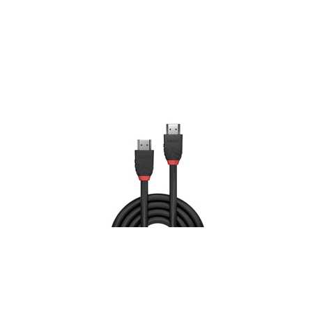LINDY 36474 Black Line HDMI Cable, HDMI 2.0 (M) to HDMI 2.0 (M), 5m, Black & Red, Supports UHD Resolutions up to 4096x2160@60Hz,