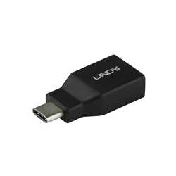 LINDY 41899 USB Adapter, USB 3.2 Type-C (M) to USB 3.2 Type-A (F), Adapter, Black, Supports Data Transfer Speeds up to 10Gbps, R