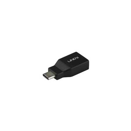 LINDY 41899 USB Adapter, USB 3.2 Type-C (M) to USB 3.2 Type-A (F), Adapter, Black, Supports Data Transfer Speeds up to 10Gbps, R