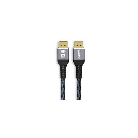 Prevo DP14-2M DisplayPort Cable, DisplayPort 1.4 (M) to DisplayPort 1.4 (M), 2m, Black & Grey, Supports Displays up to 8K@60Hz, 