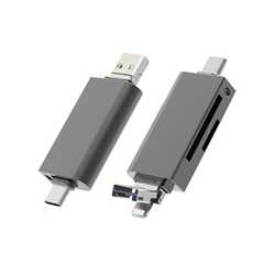 Prevo CR312 USB 2.0, USB Type-C and Lightening Connection, Card Reader, High-speed Memory Card Adapter Supports SD/Micro SD/TF/S