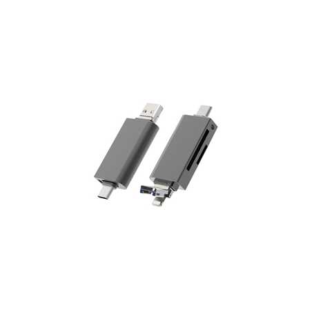 Prevo CR312 USB 2.0, USB Type-C and Lightening Connection, Card Reader, High-speed Memory Card Adapter Supports SD/Micro SD/TF/S