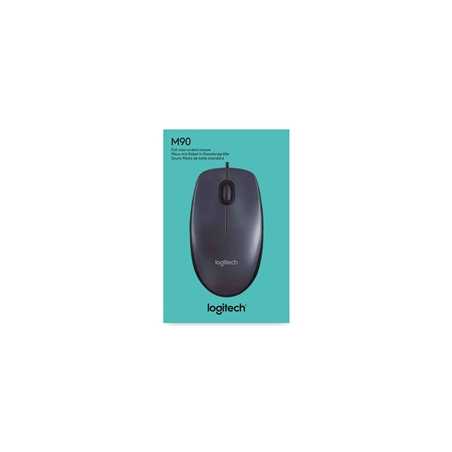 Logitech M90 Wired USB Mouse, 3-Buttons, 1000dpi and Optical Tracking, Ambidextrous Design for PC, Mac and Laptop, Grey