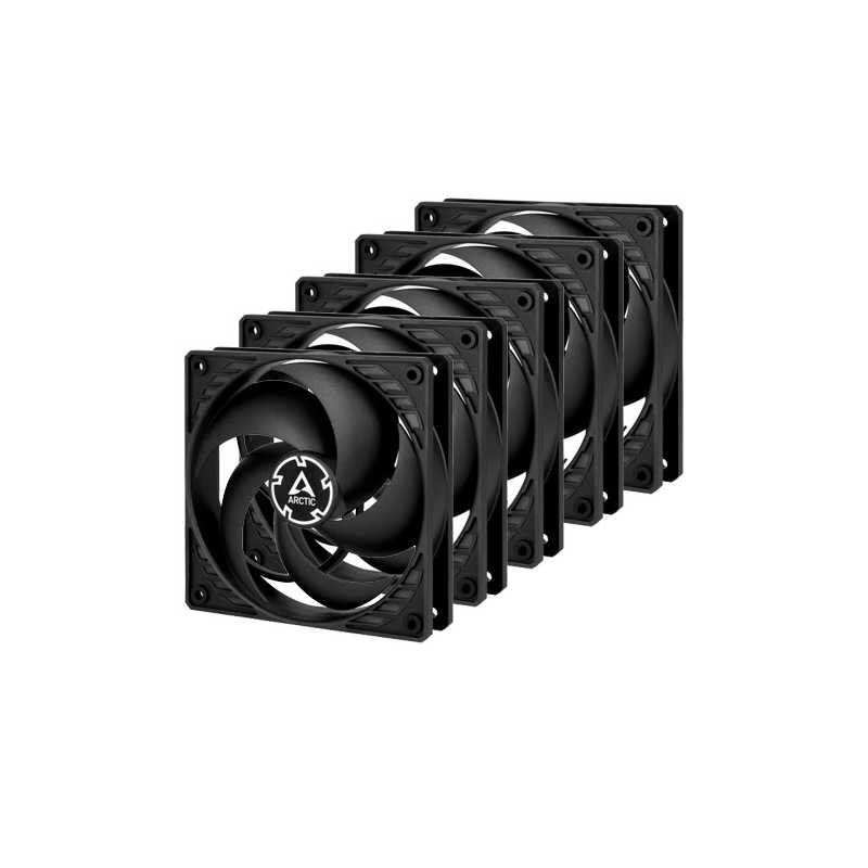 Arctic P12 12cm Pressure Optimised PWM PST Case Fans x5, Black, Fluid Dynamic, 5 Pack