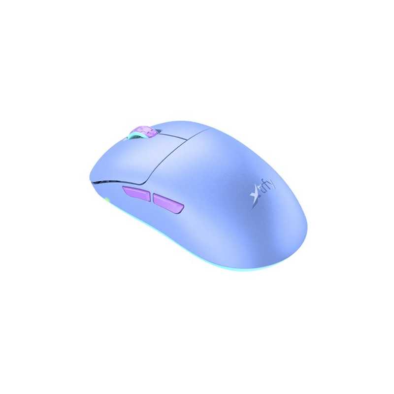 Xtrfy M8 Wired/Wireless Gaming Mouse, 400-26000 CPI, Low Front, Ultra-light, Unique Symmetrical Shape, Frosted Purple