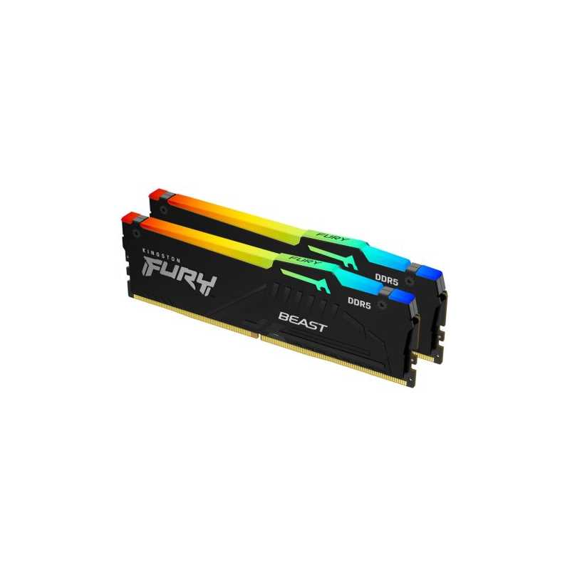 Kingston Fury Beast RGB 16GB Kit (2 x 8GB), DDR5, 6000MHz (PC5-48000), CL40, 1.35V, ECC, XMP 3.0, PMIC, DIMM Memory