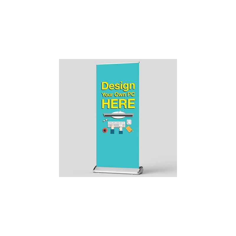 In-Store PC Builder 'Design Your Own PC Here' Premium Pullup Banner 2m x 0.85m for Point of Sale and Events