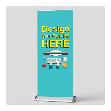In-Store PC Builder 'Design Your Own PC Here' Premium Pullup Banner 2m x 0.85m for Point of Sale and Events