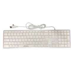 Jedel CK-140U Multimedia Keyboard for Apple Mac, USB-A & USB-C, Low Profile, Silver