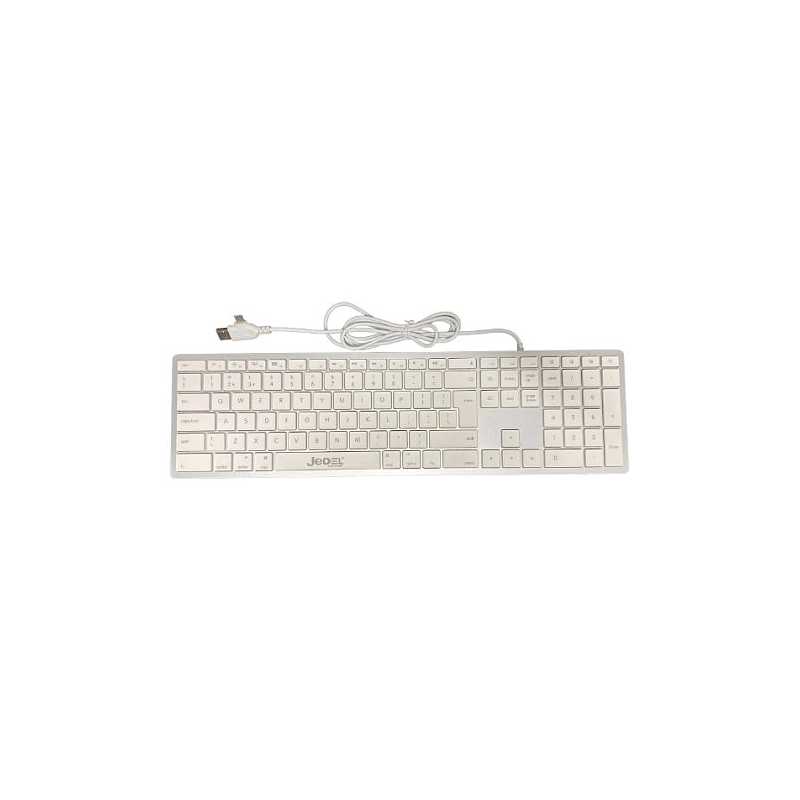 Jedel CK-140U Multimedia Keyboard for Apple Mac, USB-A & USB-C, Low Profile, Silver