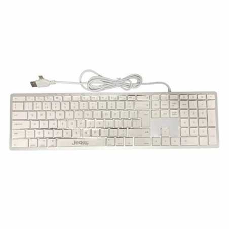Jedel CK-140U Multimedia Keyboard for Apple Mac, USB-A & USB-C, Low Profile, Silver