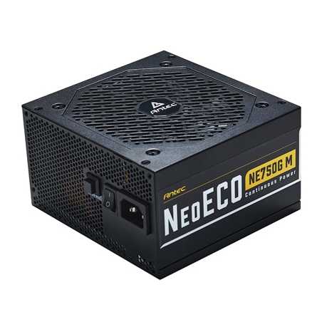 ANTEC NeoECO NE750G M 750W PSU, 120mm Silent Fan, 80 PLUS Gold, Fully Modular, UK Plug, Heavy-Duty Japanese Capacitors, Hybrid Z