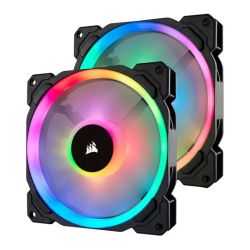 Corsair LL140 14cm PWM RGB Case Fans x2, 16 LED RGB Dual Light Loop, Hydraulic Bearing, Twin Pack