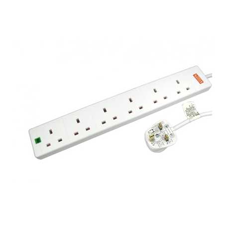 TARGET RB-05M06SPD UK Power Extension, 5m, 6 UK Ports, White, 13 Amp Fuse, Surge Protection, Status LED